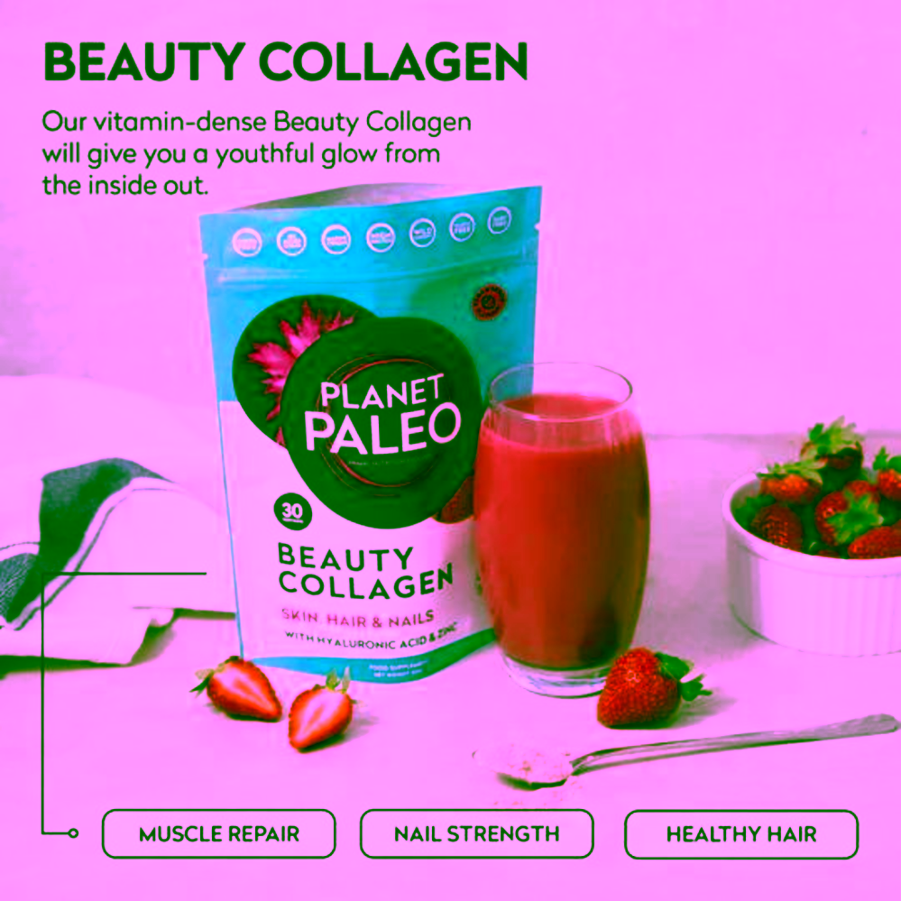 Planet Paleo Beauty Collagen Mořský kolagen jahoda