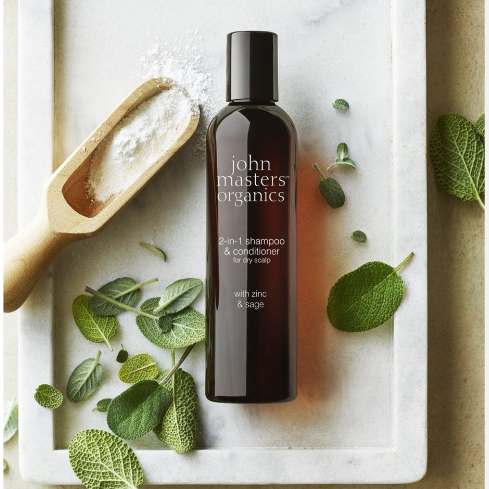 John Masters Organics šampon a kondicionér 2v1 se zinkem a šalvějí Scalp Conditioning Shampoo with Zinc & Sage