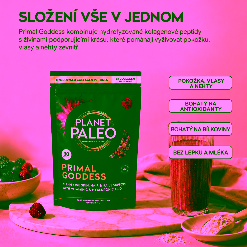 Planet Paleo Primal Goddess Hydrolyzovaný hovězí kolagen s kyselinou hyaluronovou