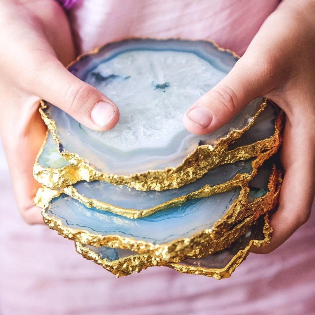 Yoga Day Achátový podtácek tyrkys gold