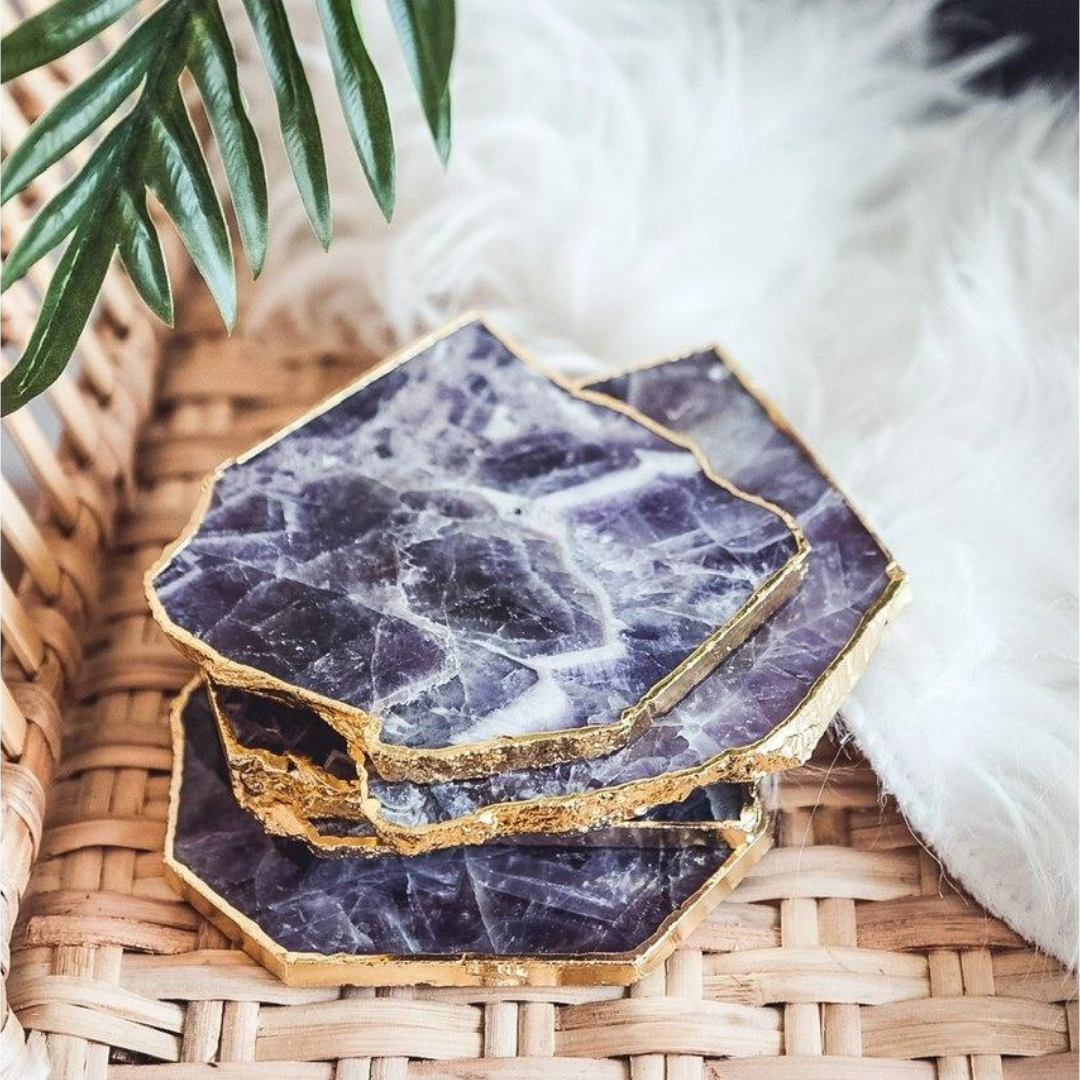 Yoga Day Ametystový podtácek gold