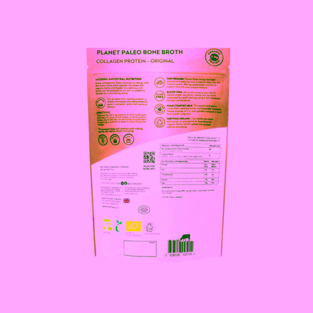 Planet Paleo Organic Bone Broth Original Hovězí vývar a protein