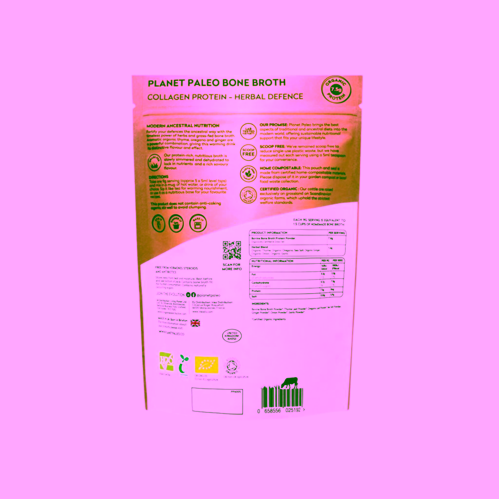 Planet Paleo Organic Bone Broth Herbal Defence Hovězí vývar a protein s bylinkami