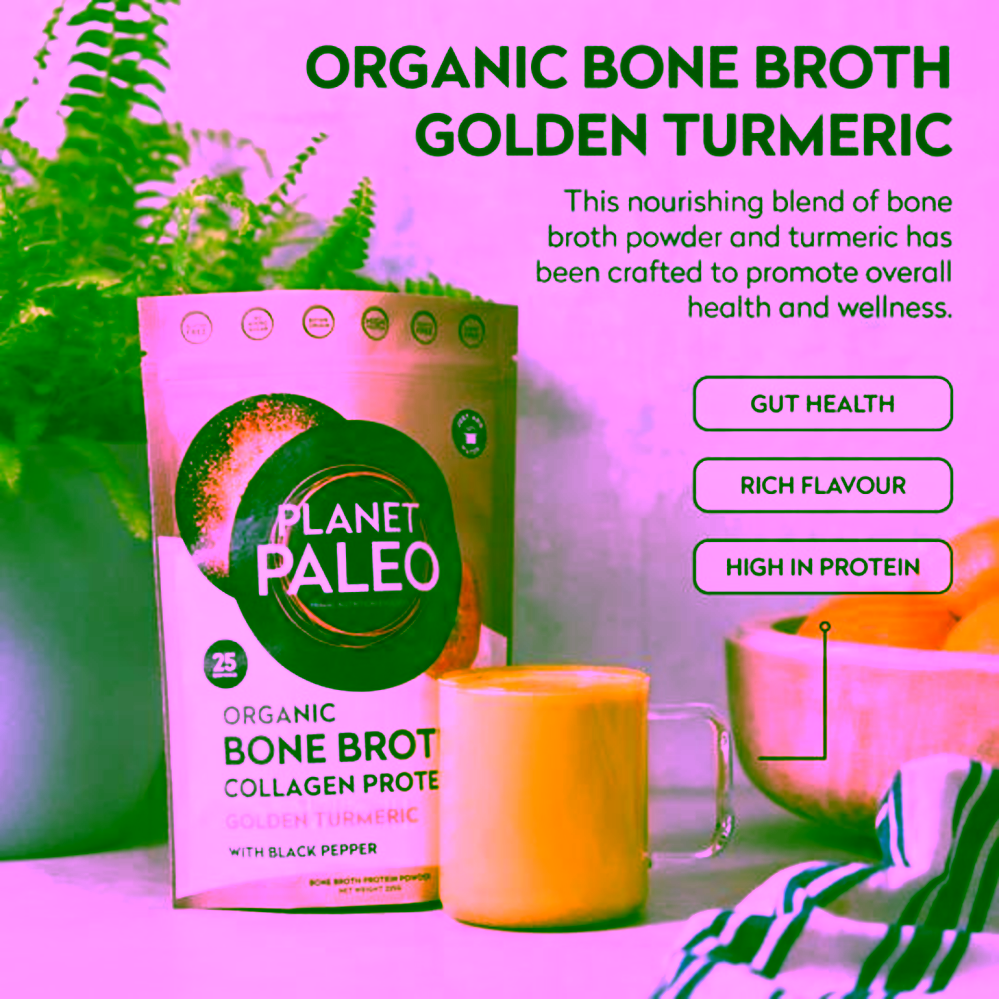 Planet Paleo Organic Bone Broth Golden Turmeric Hovězí vývar a protein s kurkumou