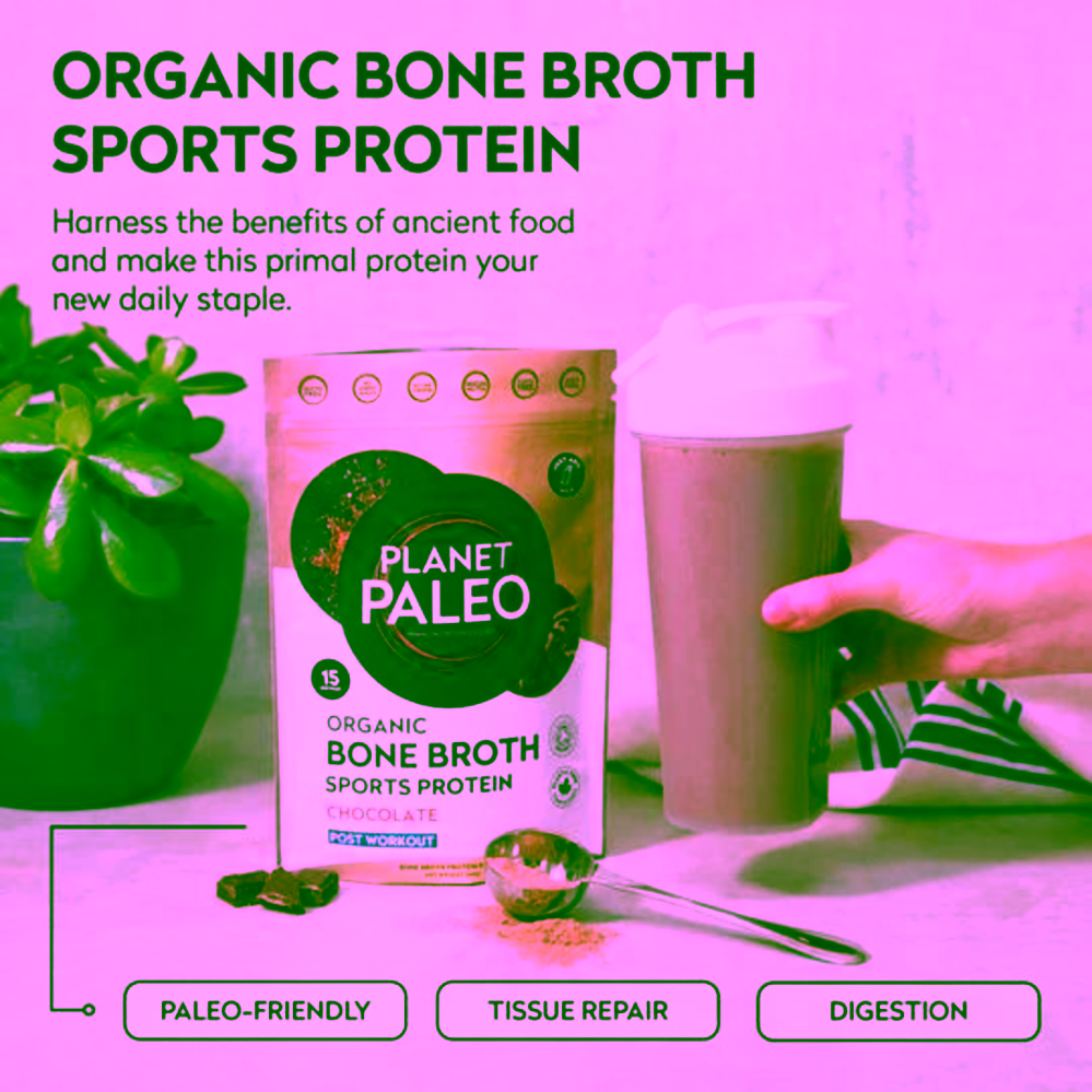 Planet Paleo Bone Broth Protein Powder Chocolate Protein pro sportovce čokoláda