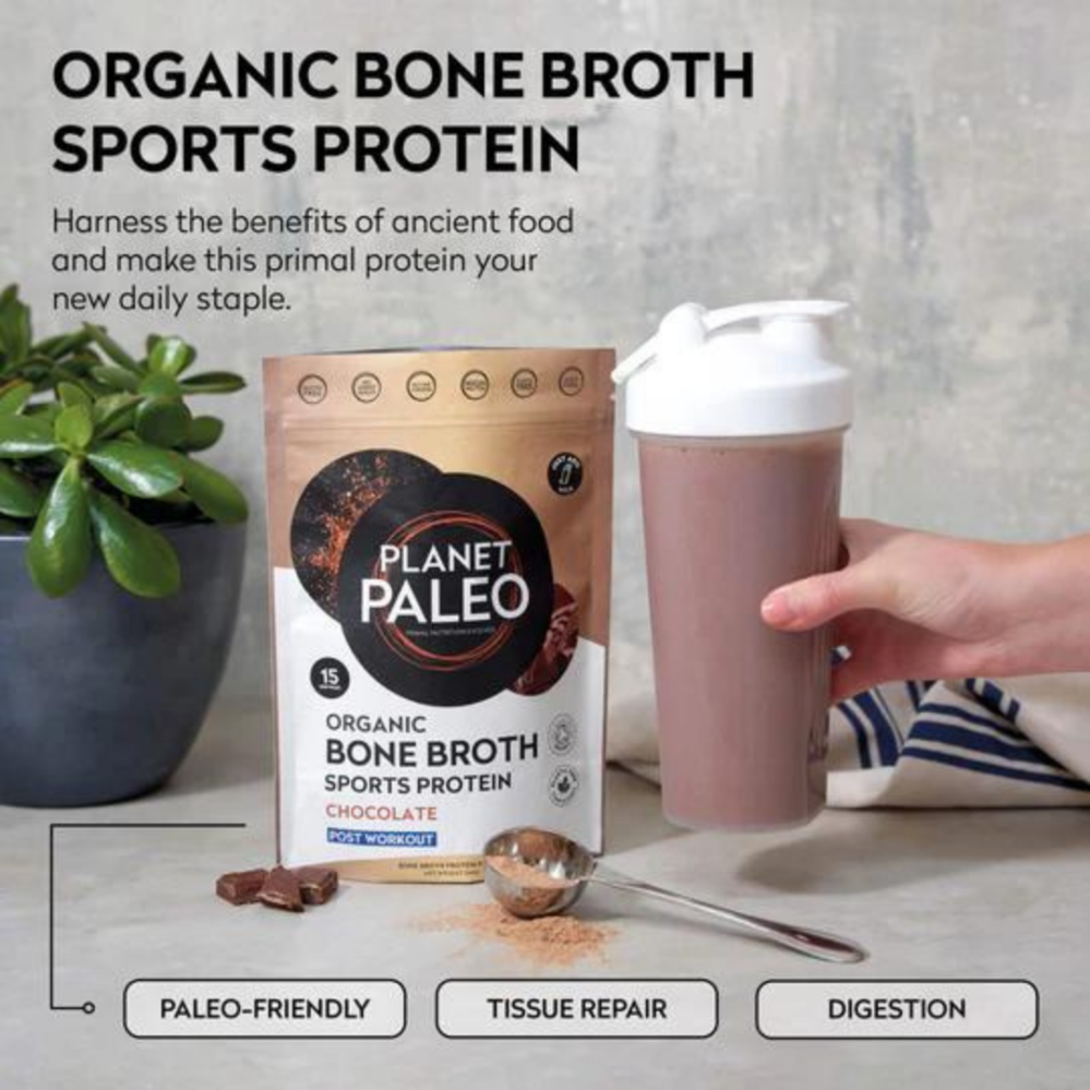 Planet Paleo Bone Broth Protein Powder Chocolate Protein pro sportovce čokoláda