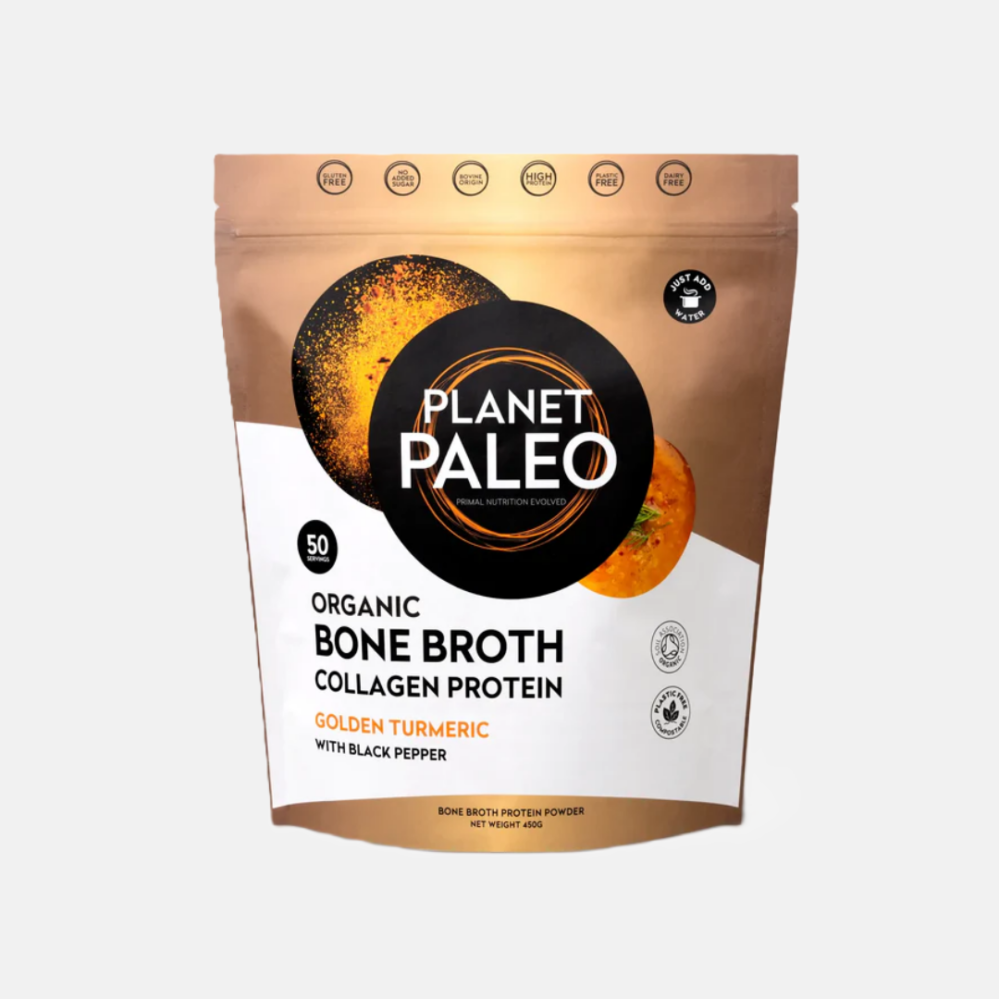 Planet Paleo Organic Bone Broth Golden Turmeric Hovězí vývar a protein s kurkumou 450g ZLEVNĚNO