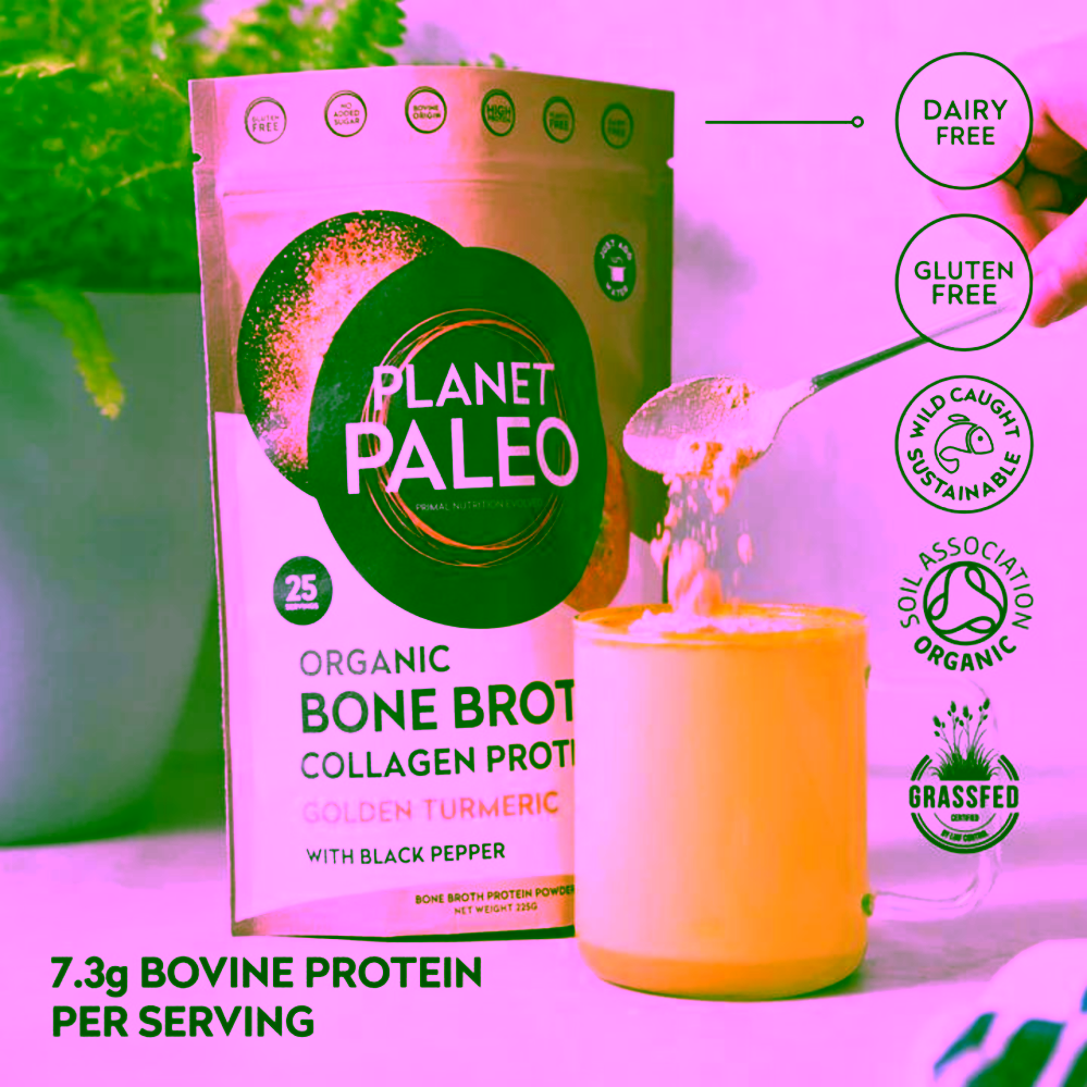 Planet Paleo Organic Bone Broth Golden Turmeric Hovězí vývar a protein s kurkumou