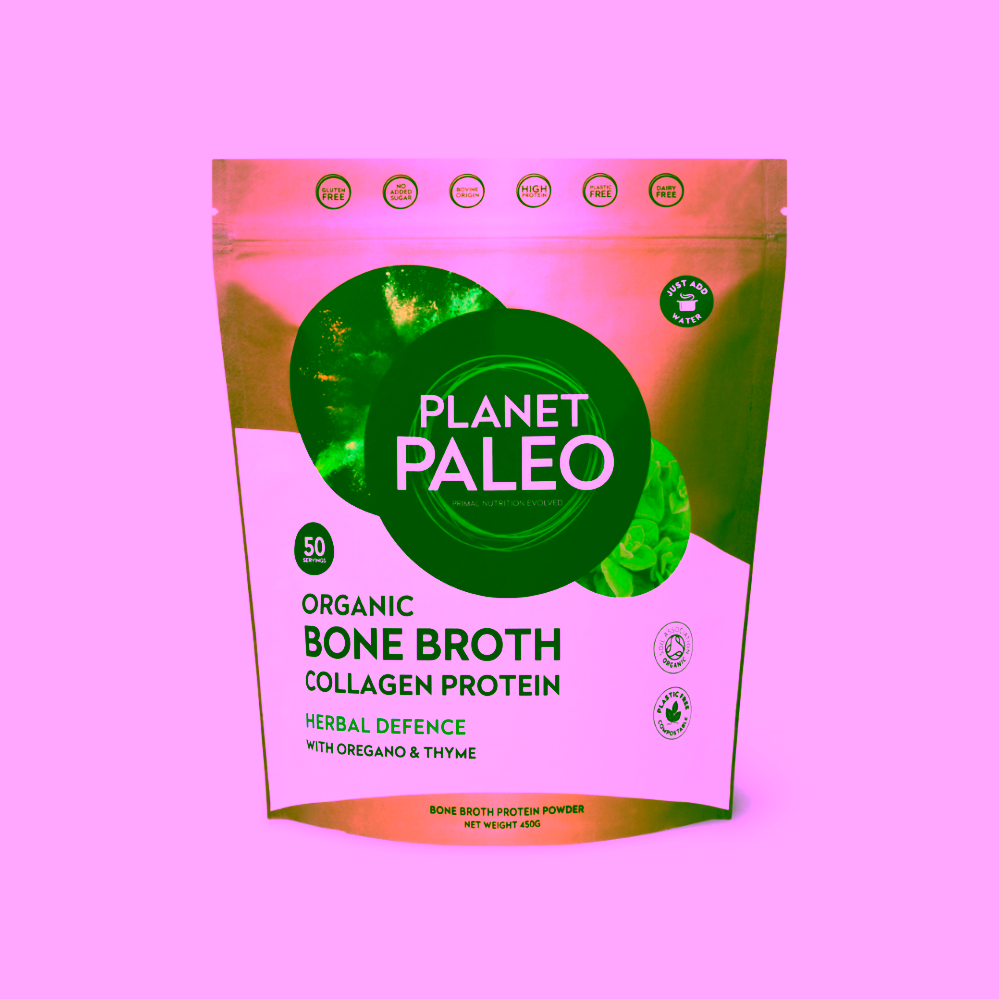 Planet Paleo Organic Bone Broth Herbal Defence Hovězí vývar a protein s bylinkami