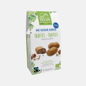 Belvas Bio čokoládové lanýže s lískooříškovou náplní bez přidaného cukru