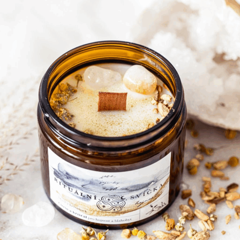 Yoga Day Rituální svíčka s dřevěným knotem Hojnost