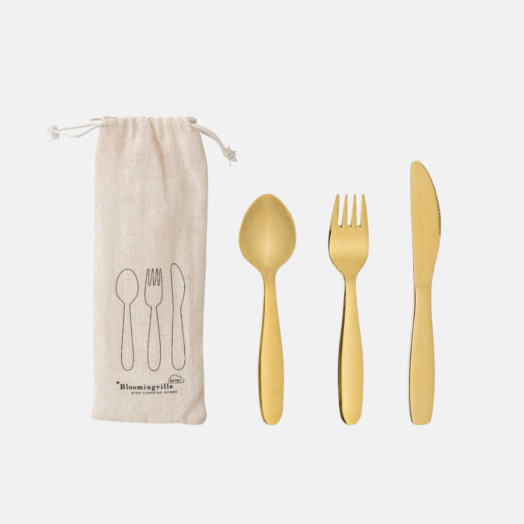 Bloomingville Ally dětské zlaté příbory z nerezové oceli