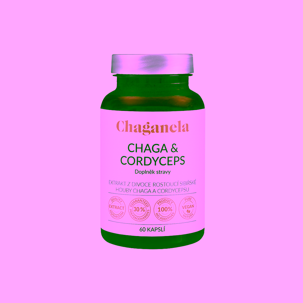 Chaganela Extrakt z houby Čaga s Cordycepsem 60 kapslí