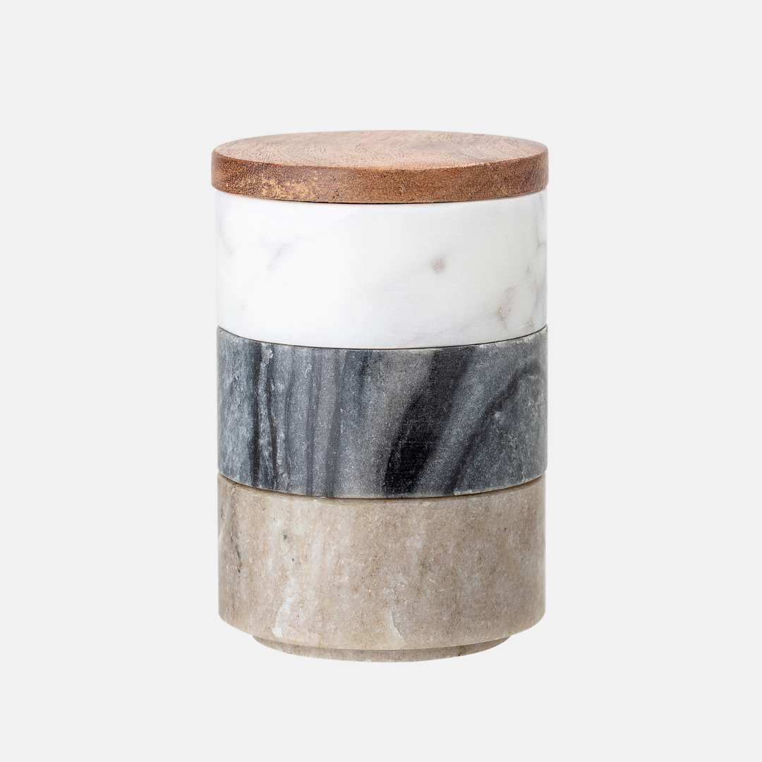Bloomingville Mael mramorová dóza s víčkem sada 3 ks