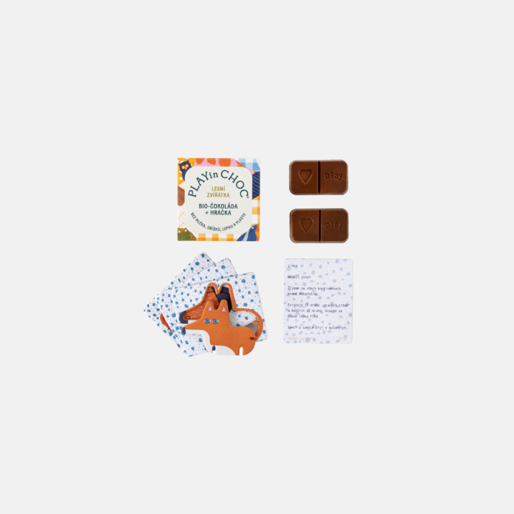 PLAYin CHOC Organic čokoláda s hračkou Lesní zvířátka