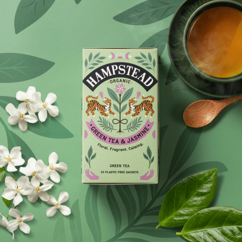 Hampstead Tea London BIO zelený čaj s jasmínem a bergamotem 20 ks