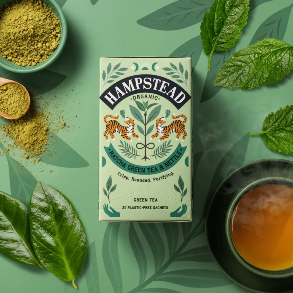 Hampstead Tea London BIO zelený čaj Matcha a kopřiva 20 ks