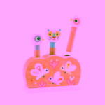 Djeco Dřevěná hračka vyskakovací duhová zvířátka