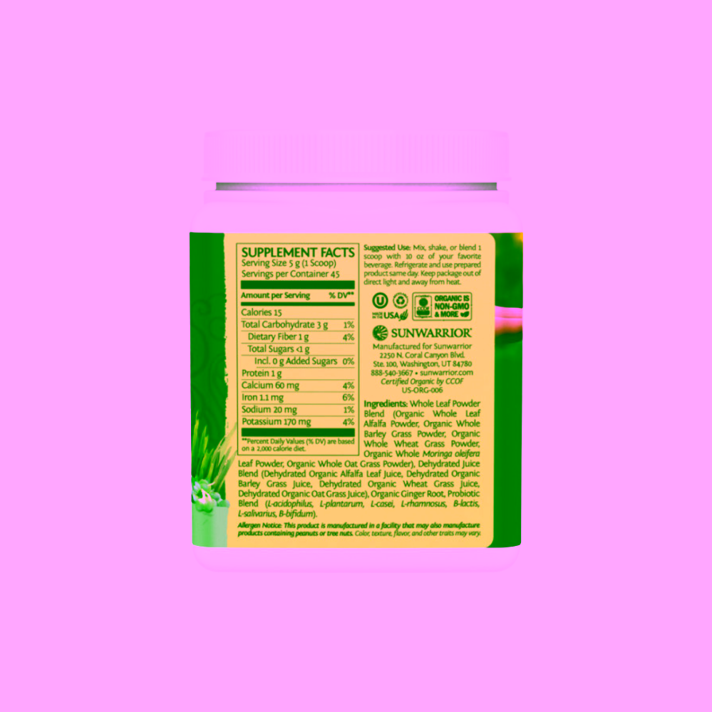 Sunwarrior Ormus super greens Bio natural 225 g ZLEVNĚNO