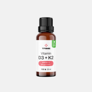 Trime Vitamín D3 + K2, 1000 IU D3 / 25 µg K2-MK7 1100 kapek