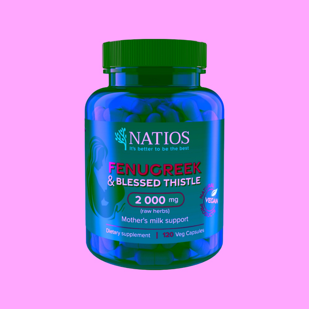 Natios Fenugreek & Blessed Thistle Pískavice & Benedikt 2000 mg