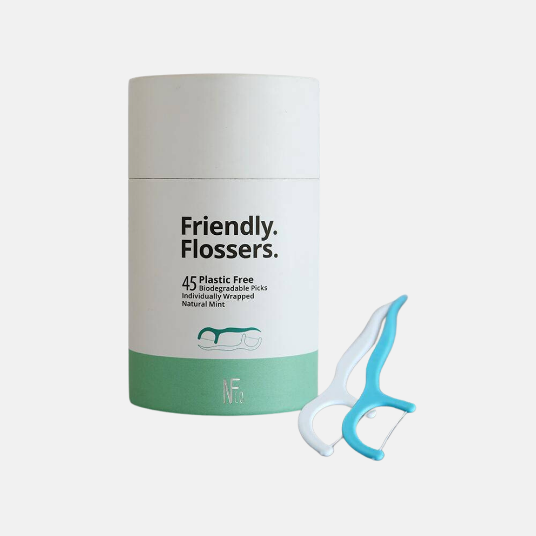 Jack N' Jill Zubní nit s párátkem NFco. Friendly Flossers s přírodní mátovou příchutí