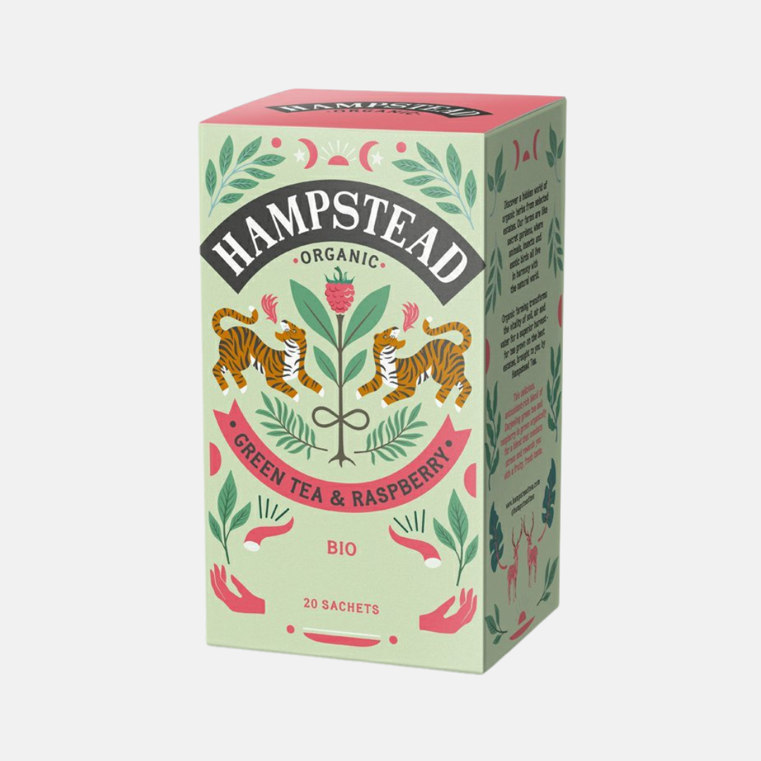 Hampstead Tea London BIO zelený čaj s malinami 20 ks
