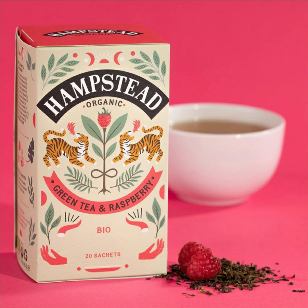 Hampstead Tea London BIO zelený čaj s malinami 20 ks