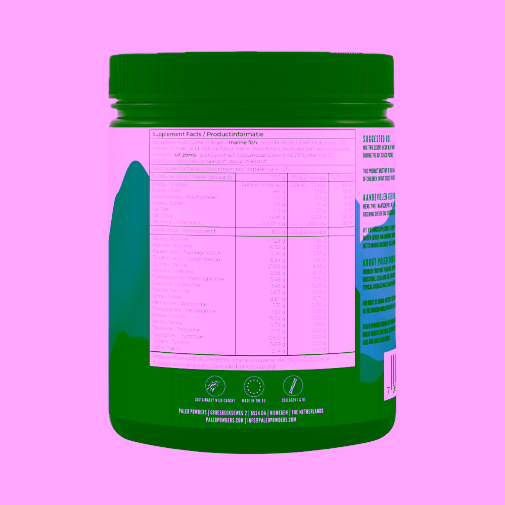 Paleo Powders Kolagen z divokých tresek natural jahoda + vit. C