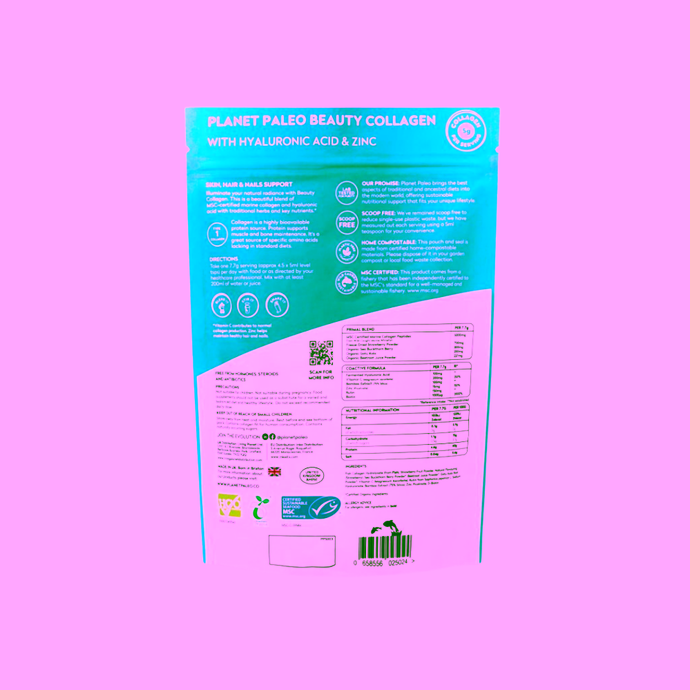 Planet Paleo Beauty Collagen Mořský kolagen jahoda