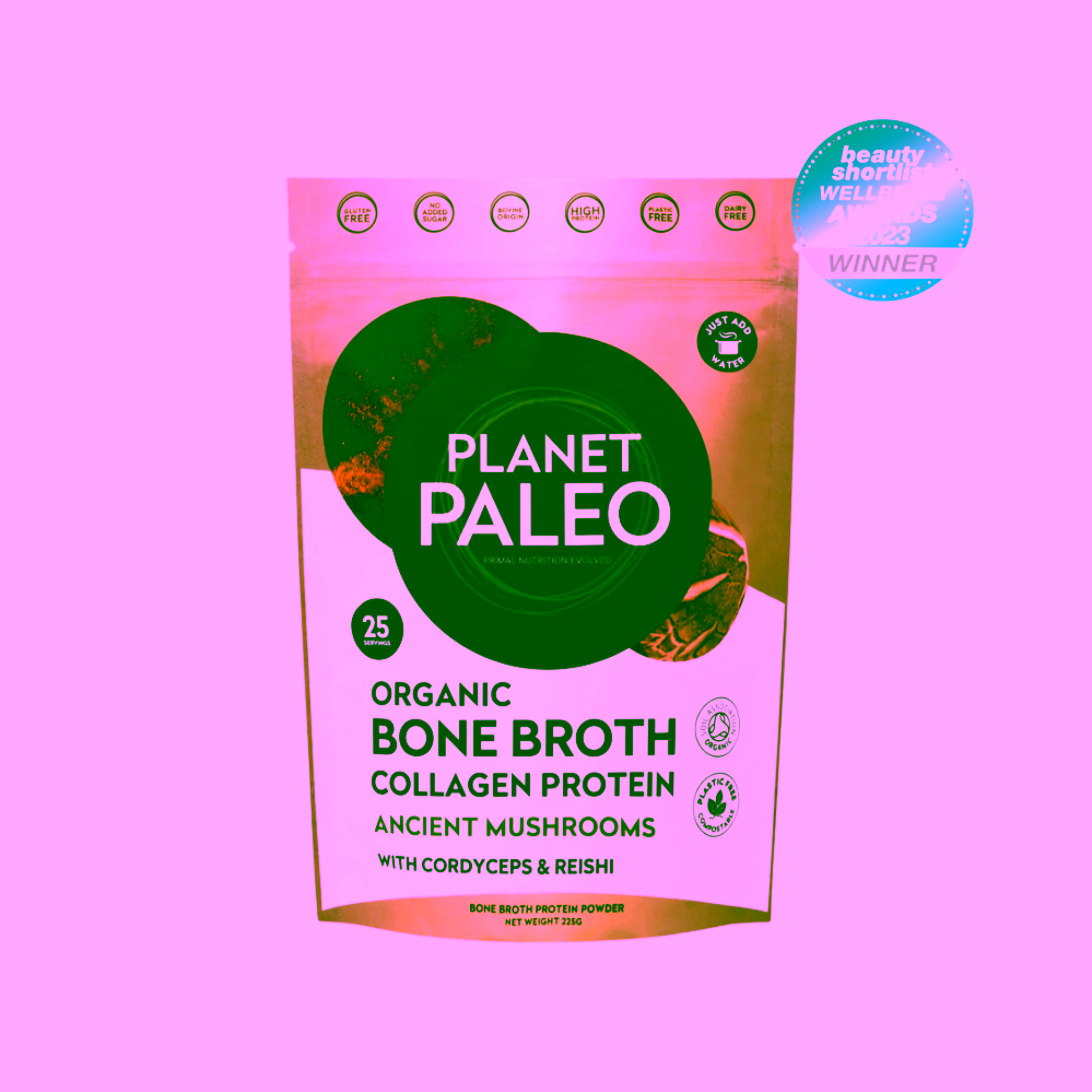 Planet Paleo Organic Bone Broth Ancient Mushrooms Hovězí vývar a protein s houbami