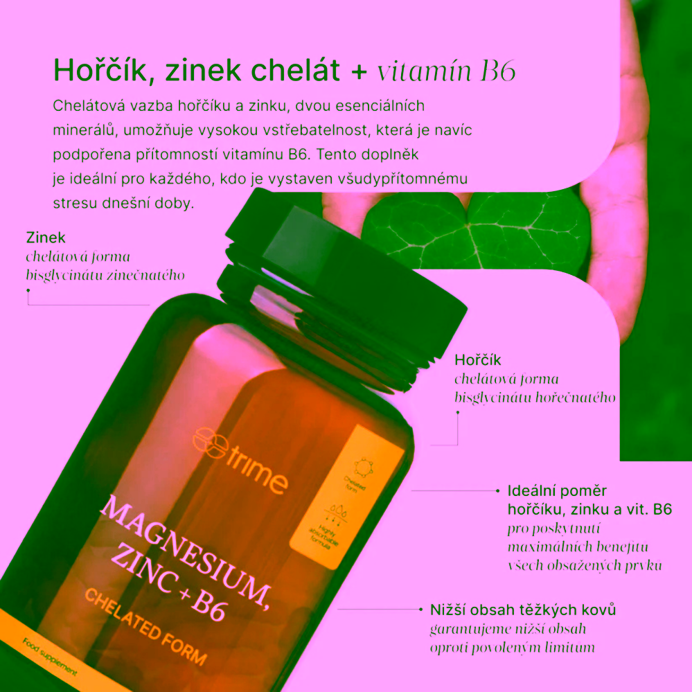 Trime Hořčík, zinek chelát + B6 120 kapslí
