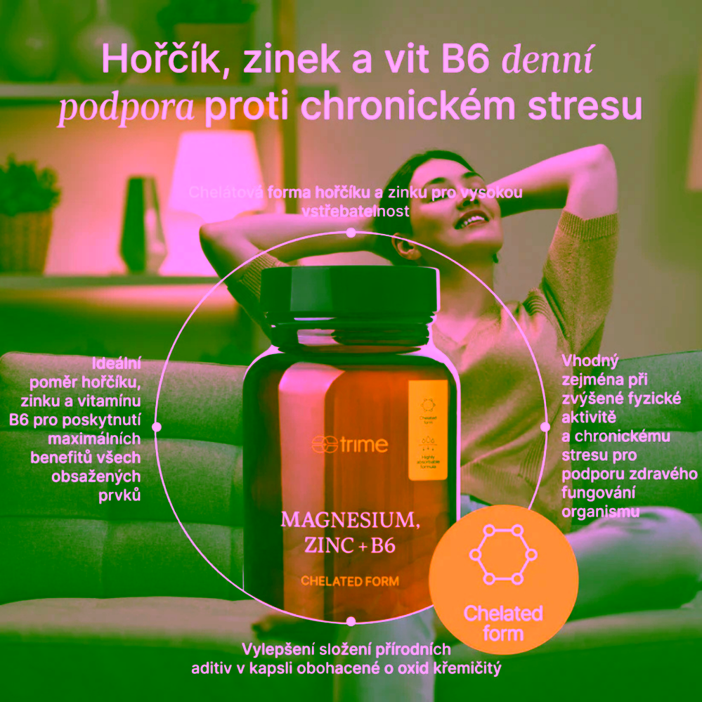 Trime Hořčík, zinek chelát + B6 120 kapslí