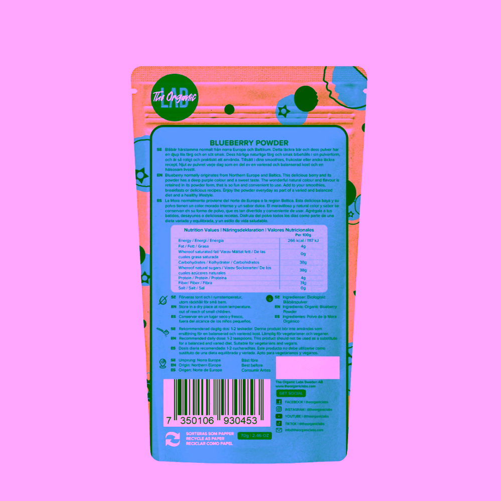 Organic Labs Organic Wild Blueberry Powder - prášek z lesních borůvek 70 g