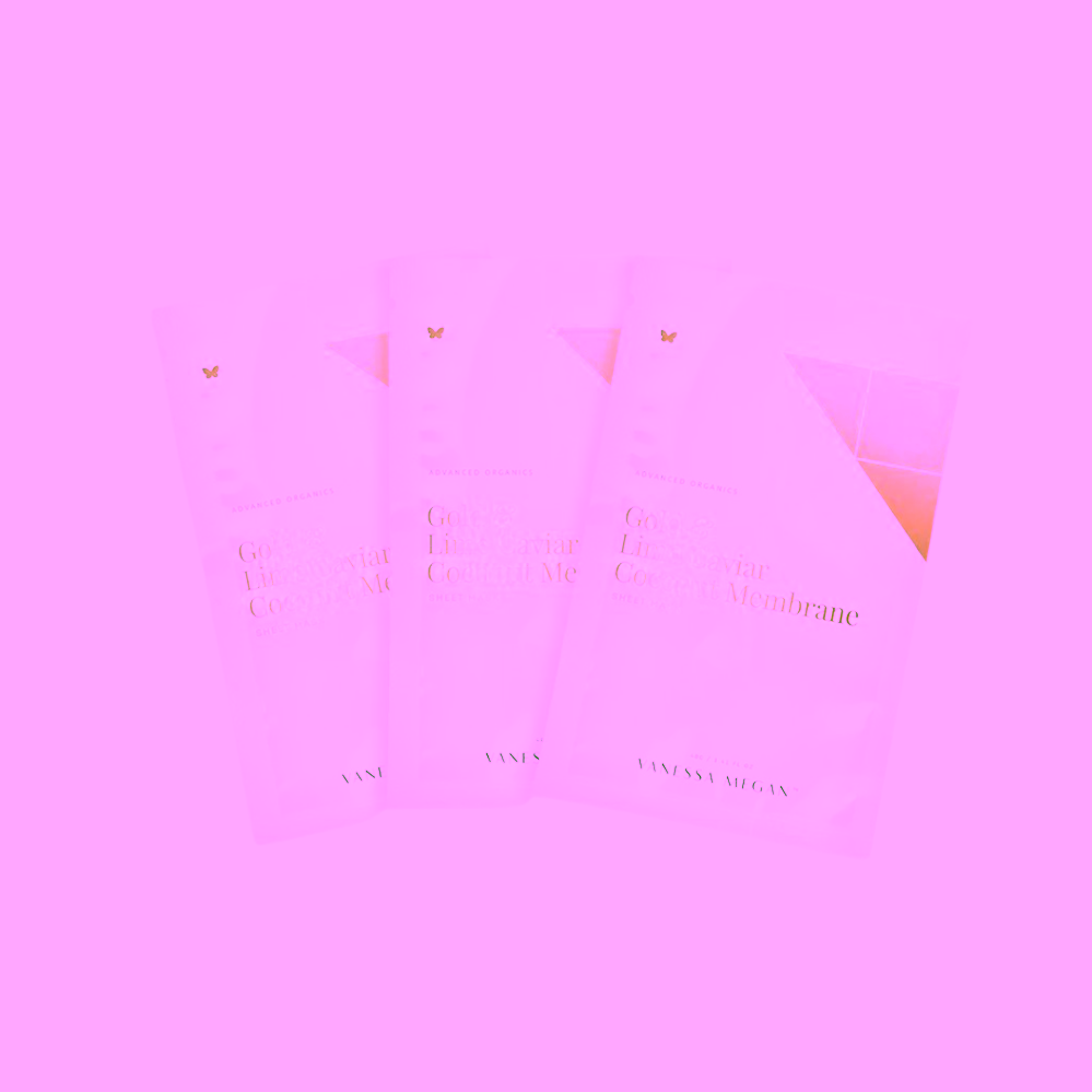 Vanessa Megan Hydratační anti-aging maska s koloidním zlatem v kokosové membráně Gold & Lime Caviar Coconut Membrane Sheet Mask 3 Pack