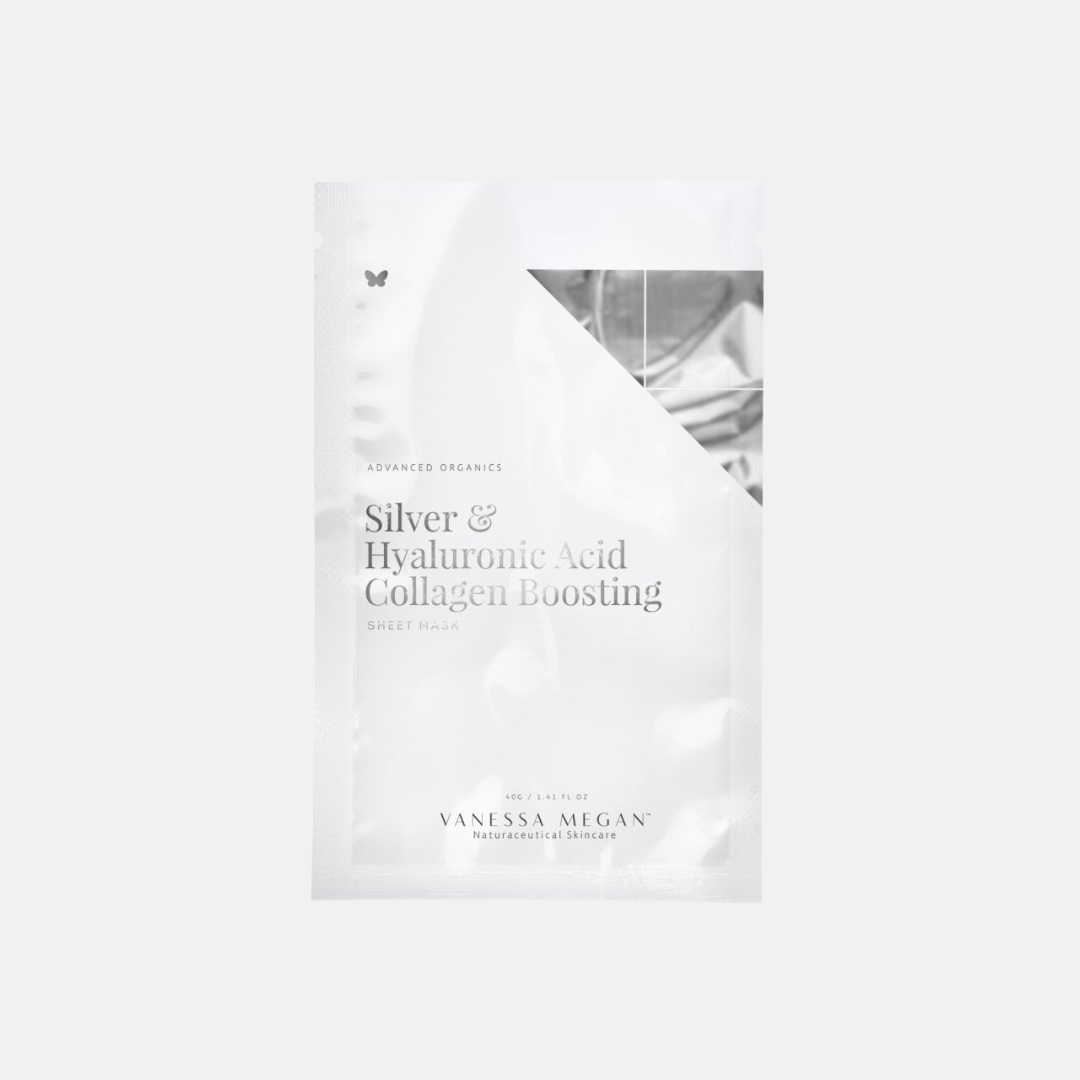Vanessa Megan Kolagenová pleťová maska s obsahem stříbra a kyseliny hyaluronové Silver & Hyaluronic Acid Collagen Boosting Sheet Mask 3 Pack
