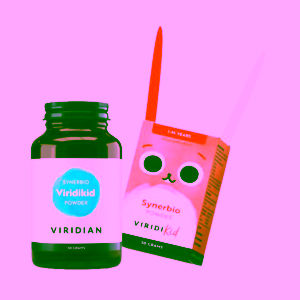 Viridian Nutrition Synerbio Viridikid powder Směs probiotik, prebiotik a vitamínu C pro děti