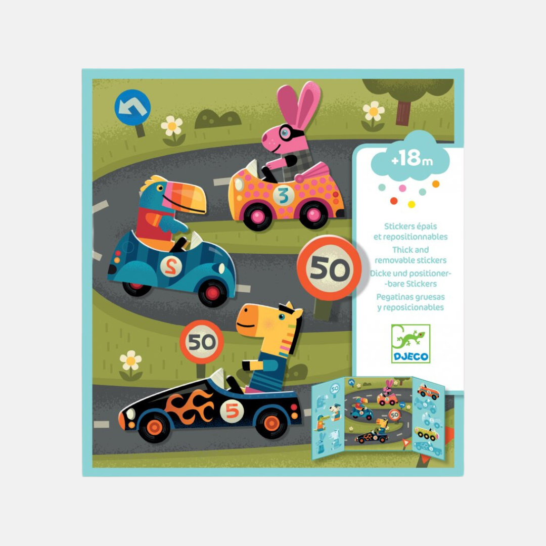 Djeco Přemístitelné samolepky pro nejmenší Formule