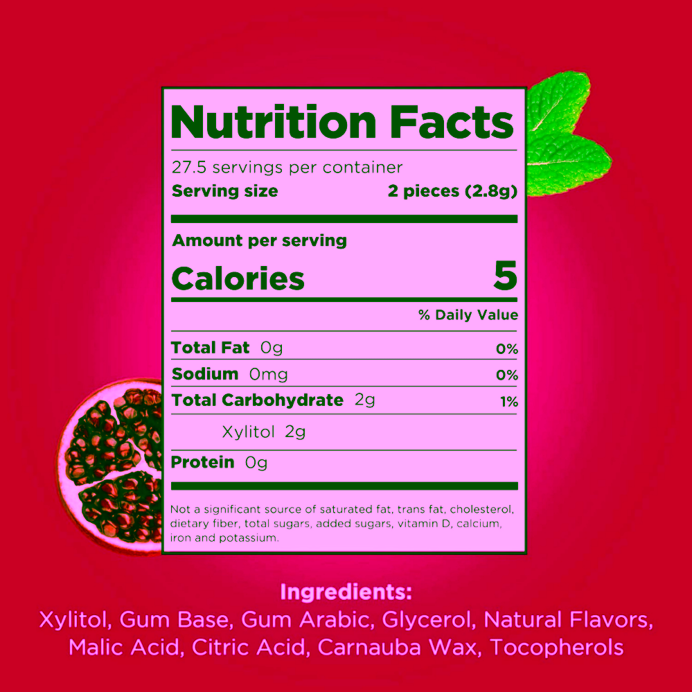 Pür žvýkačky s xylitolem Pomegranate mint