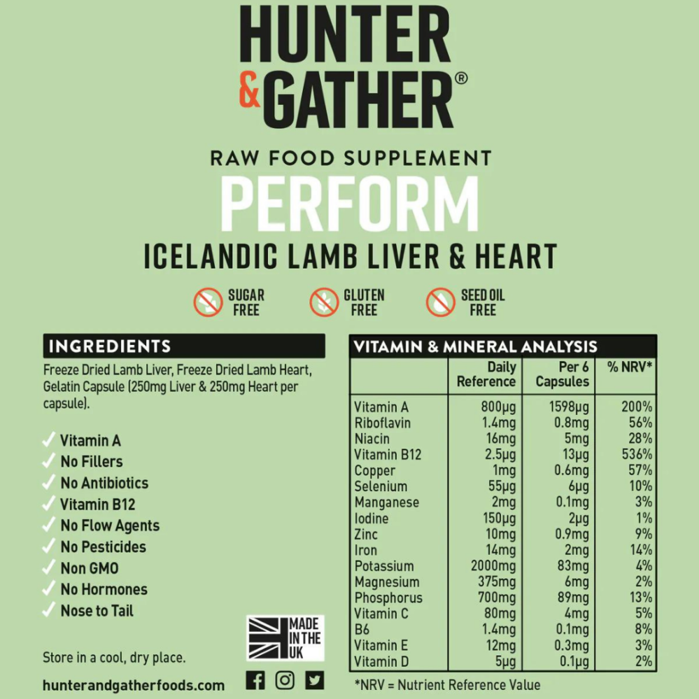 Hunter & Gather Mrazem sušená jehněčí játra a srdce