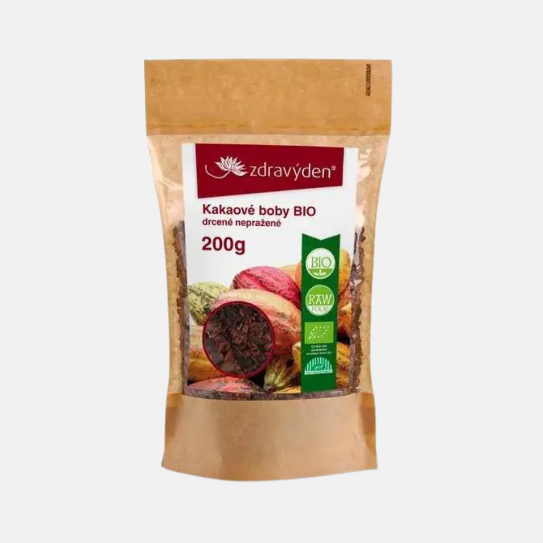 Zdravý den Kakaové boby Bio drcené nepražené