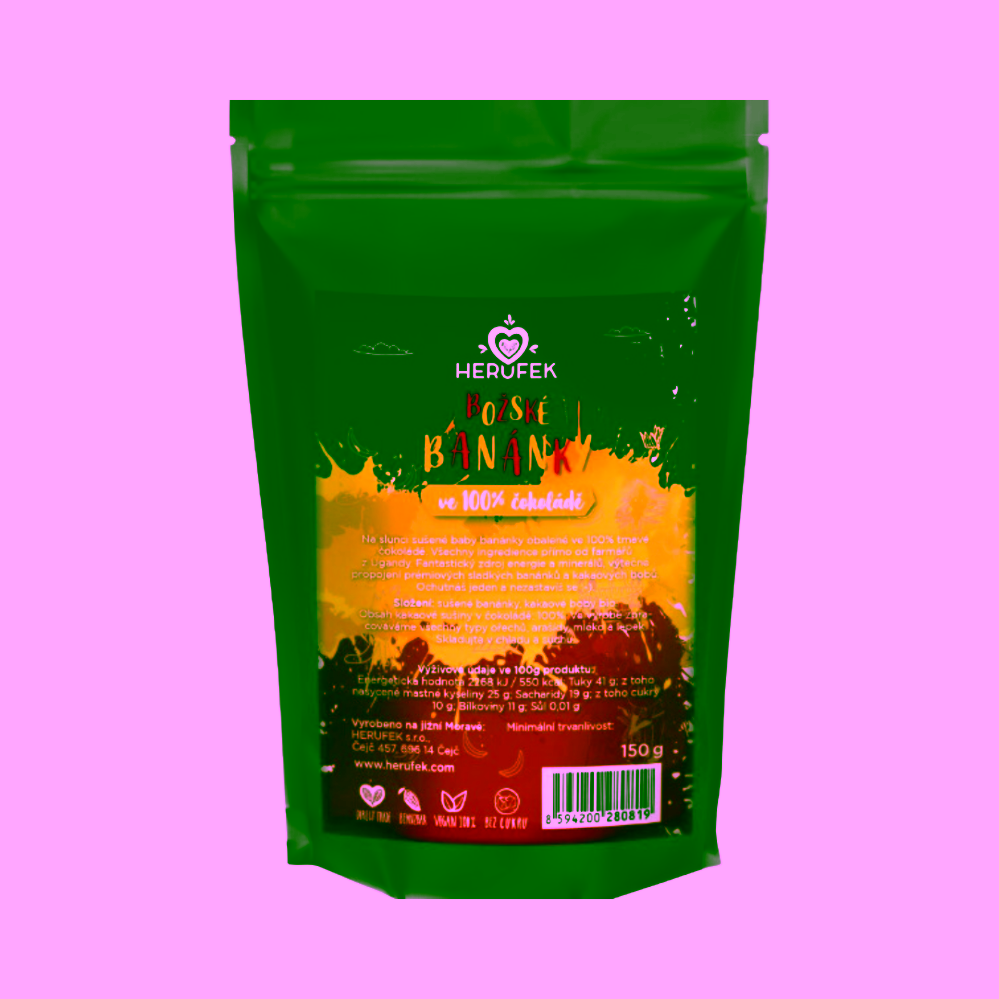 Herufek Pravé banánky ve 100% čokoládě Uganda