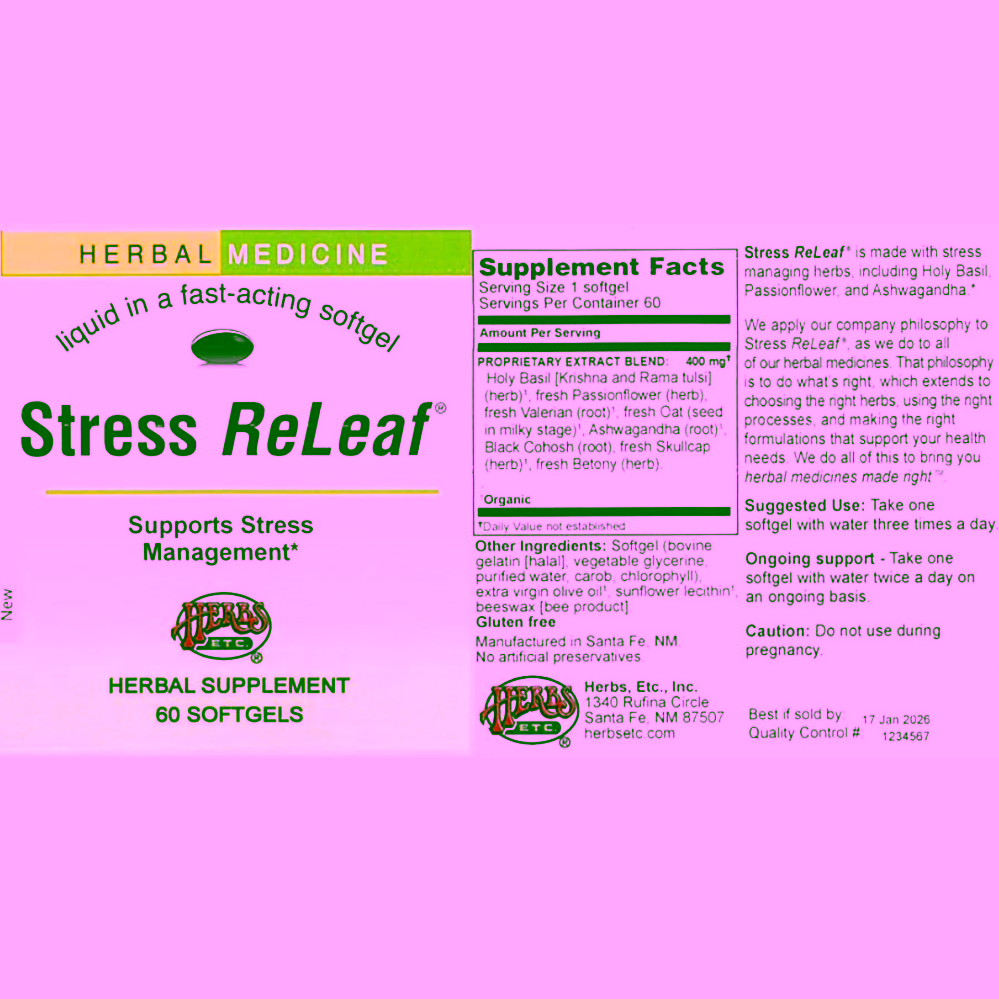 Herbs Etc. Stress ReLeaf® přispívají k relaxaci a působí příznivě při stresu
