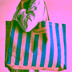 Bloomingville Bergamo nákupní taška modrá