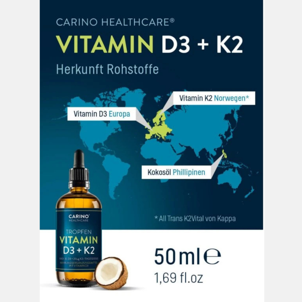 Carino Healthcare Vitamin D3+K2 v MCT oleji