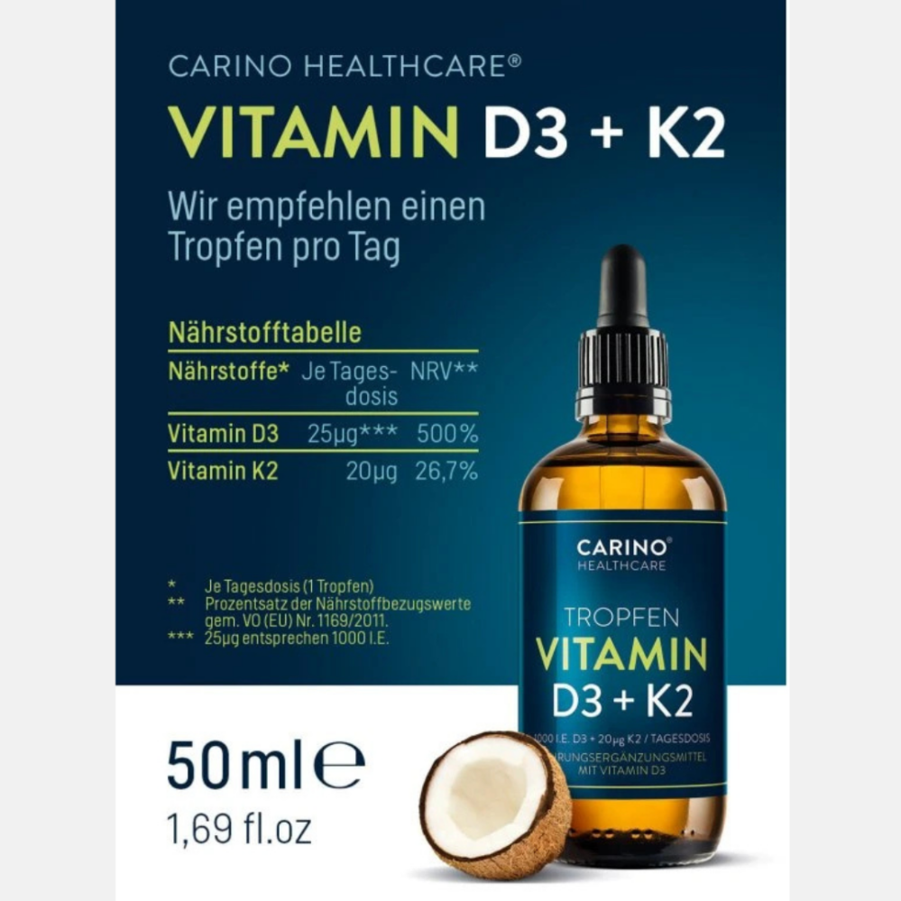 Carino Healthcare Vitamin D3+K2 v MCT oleji