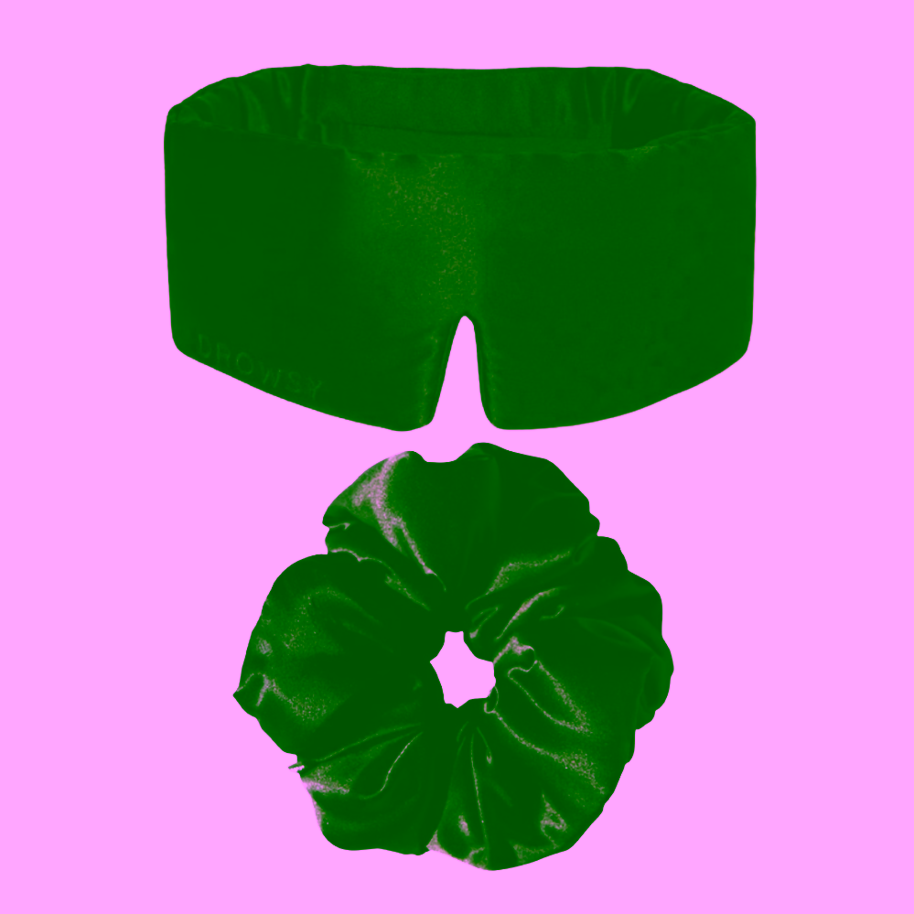 Drowsy Výhodný set Hedvábná gumička a maska na spaní