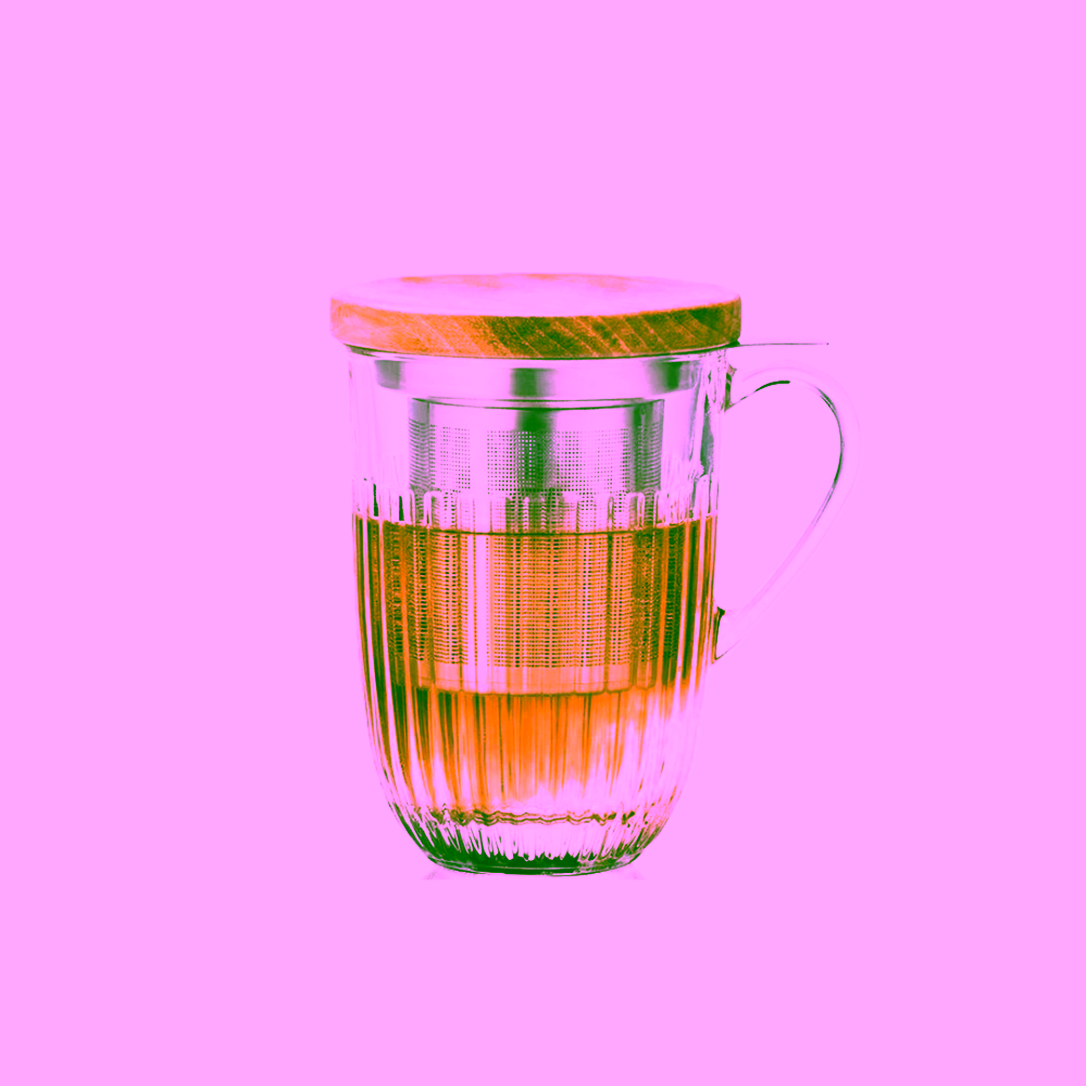 Kusmi Tea Skleněný hrnek s bambusovým víčkem a nerezovým sítkem 0,4 l