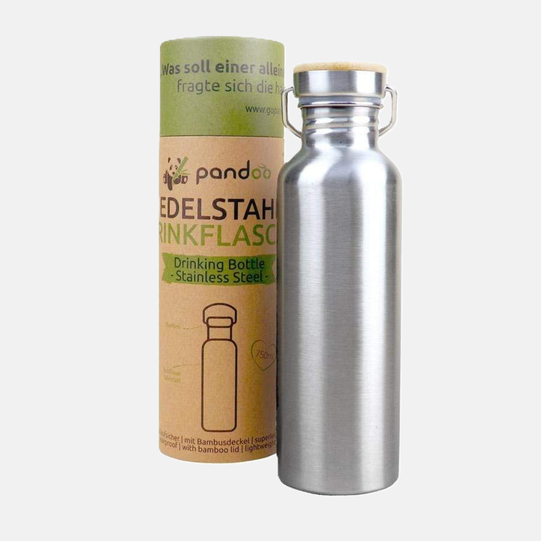 Pandoo Nerezová lahev na vodu s bambusovým víčkem 750 ml
