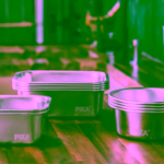 Pika Nerezový jídelní box čtvercový 600 ml se skleněným víkem (PKMS600)